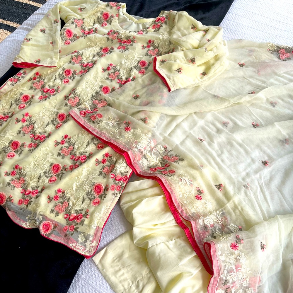 Summer 3 pc formal embroidered suit
